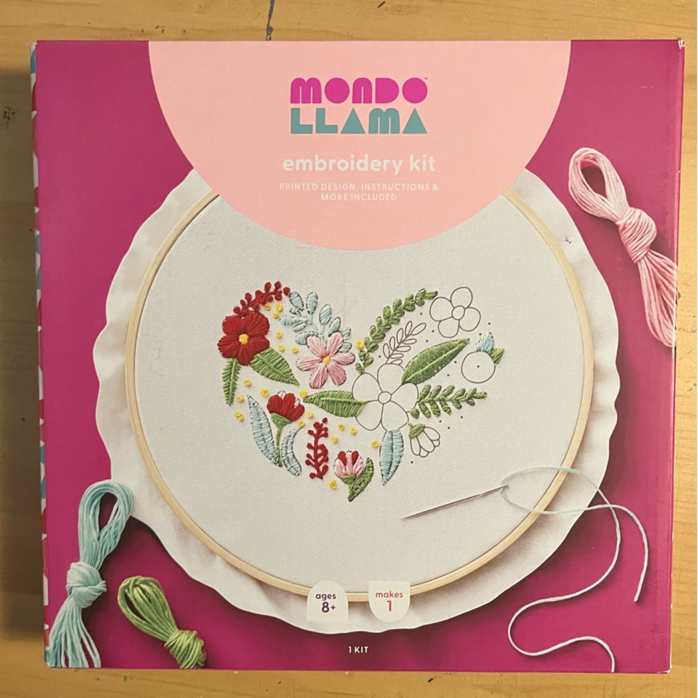 Mondo Llama Embroidery Kit with Floral Design